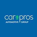 A blue background with the words car pros automotive group in white.
