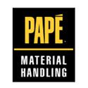 A black and yellow logo for pape material handling.