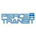 A blue and white logo of pierce transit.