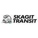 A black and white photo of the skagit transit logo.