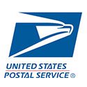 A blue and white logo of the united states postal service.